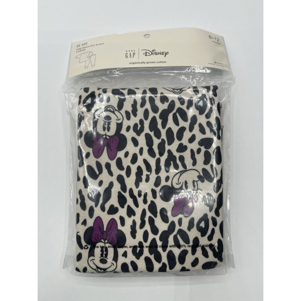 Gap Kids Disney Pajamas Set Baby‎ Size 6-12 Months Minnie Mouse Leopard Cheetah